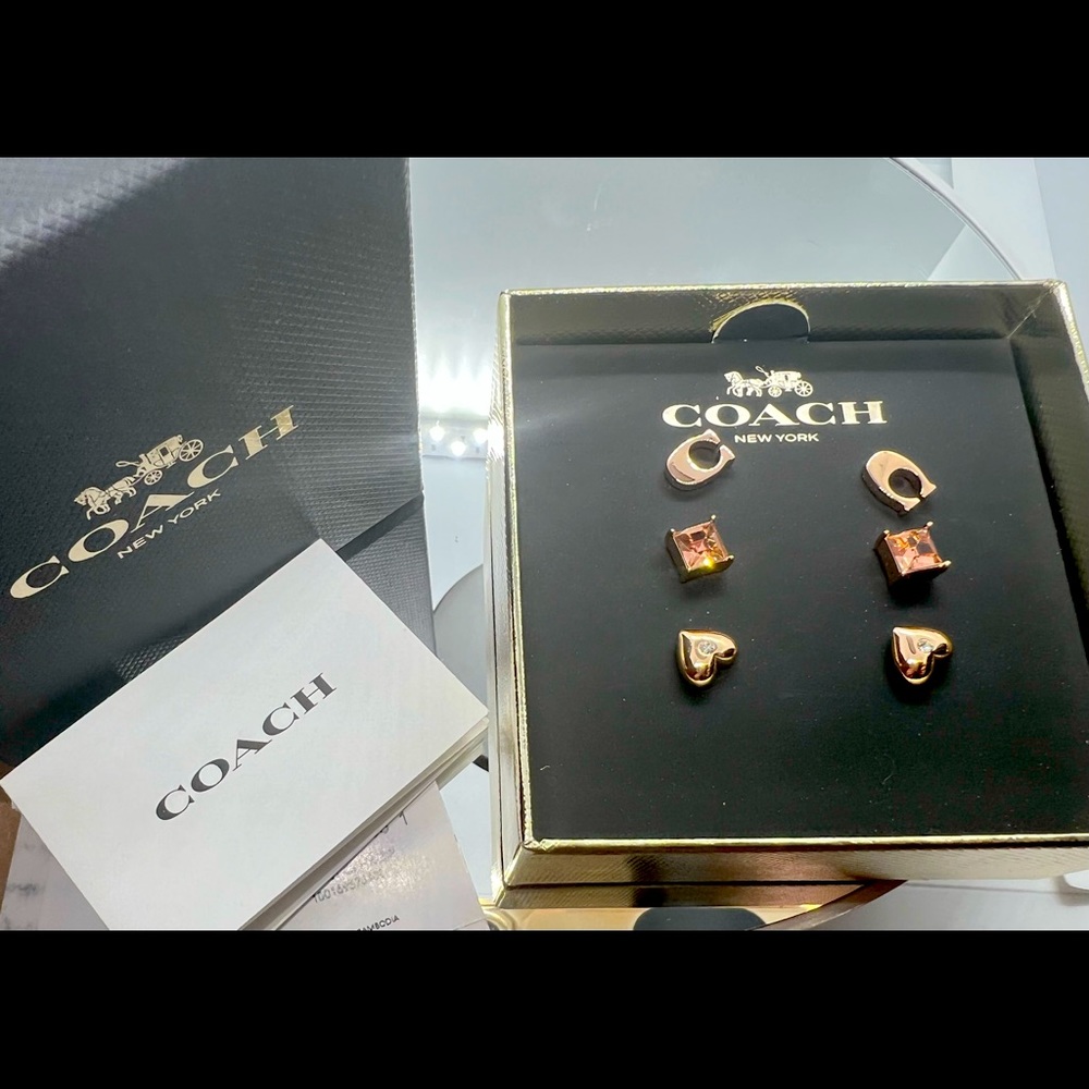 BNIB Coach Set of Three Earrings MSRP $78